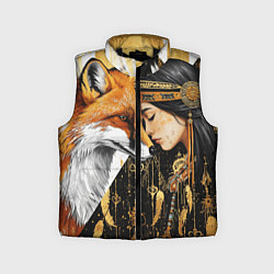 Детский жилет Девушка и лиса инь и янь, цвет: 3D-черный