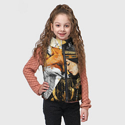 Детский жилет Девушка и лиса инь и янь, цвет: 3D-черный — фото 2