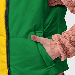 Детский жилет Новокузнецк, зелёно-жёлтый, герб и надпись на спин, цвет: 3D-черный — фото 2