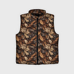 Детский жилет Камуфляж из осенних листьев, цвет: 3D-черный