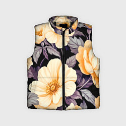 Детский жилет Крупные жёлтые цветы, цвет: 3D-черный