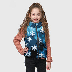 Детский жилет Стилизованный паттерн со снежинками тёмно-синий, цвет: 3D-черный — фото 2