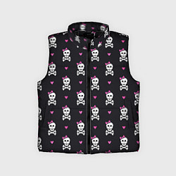 Детский жилет Милый паттерн с черепами и сердцечками на черном ф, цвет: 3D-черный