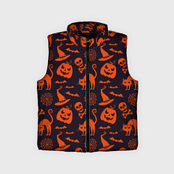Детский жилет Паттерн с символами праздника Хэллоуин, цвет: 3D-черный