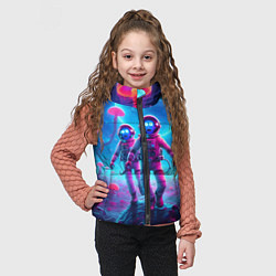 Детский жилет Астронавты Морти и Рик на планете розовых неоновых, цвет: 3D-черный — фото 2