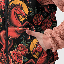 Детский жилет Красная лошадь с розами, цвет: 3D-черный — фото 2
