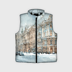 Детский жилет Снежный день в Санкт-Петербурге, цвет: 3D-черный