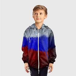 Ветровка с капюшоном детская Русский триколор, цвет: 3D-белый — фото 2