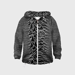 Ветровка с капюшоном детская Joy Division: Unknown Pleasures, цвет: 3D-белый