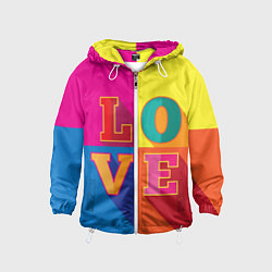 Ветровка с капюшоном детская Love three-dimensional letters, цвет: 3D-белый