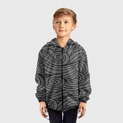 Ветровка с капюшоном детская Gray pattern, цвет: 3D-черный — фото 2