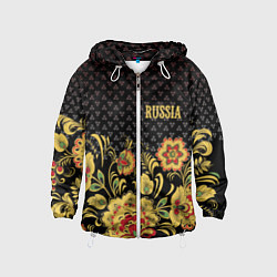 Ветровка с капюшоном детская Russia: black edition, цвет: 3D-белый