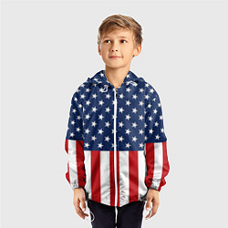 Ветровка с капюшоном детская Флаг США, цвет: 3D-белый — фото 2