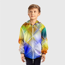 Ветровка с капюшоном детская Colorful squares, цвет: 3D-белый — фото 2