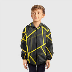Ветровка с капюшоном детская Желтая сетка, цвет: 3D-черный — фото 2