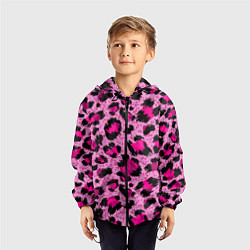 Ветровка с капюшоном детская Розовый леопард, цвет: 3D-черный — фото 2
