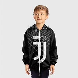 Ветровка с капюшоном детская FC Juventus: Black Lines, цвет: 3D-белый — фото 2