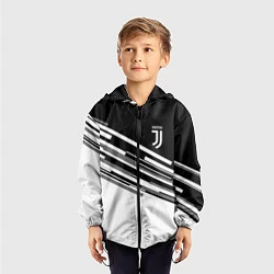 Ветровка с капюшоном детская FC Juventus: B&W Line, цвет: 3D-черный — фото 2