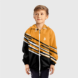 Ветровка с капюшоном детская Bitcoin Lines, цвет: 3D-белый — фото 2
