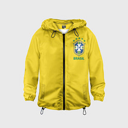 Ветровка с капюшоном детская Сборная Бразилии, цвет: 3D-черный
