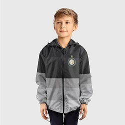 Ветровка с капюшоном детская ФК Интер: Серый стиль, цвет: 3D-черный — фото 2