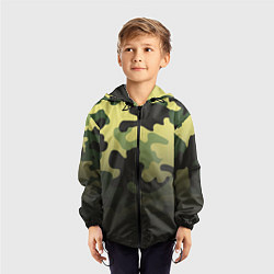 Ветровка с капюшоном детская Военный камуфляж, цвет: 3D-черный — фото 2