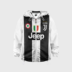 Ветровка с капюшоном детская FC Juventus 18-19, цвет: 3D-белый