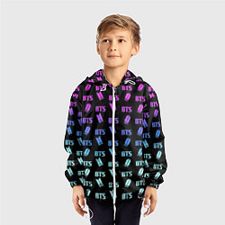 Ветровка с капюшоном детская BTS: Neon Gradient, цвет: 3D-белый — фото 2