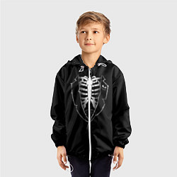 Ветровка с капюшоном детская Хэллоуинский скелет, цвет: 3D-белый — фото 2