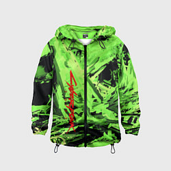 Ветровка с капюшоном детская Cyberpunk 2077: Green Breaks, цвет: 3D-черный
