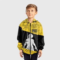 Ветровка с капюшоном детская PUBG: Yellow Grunge, цвет: 3D-черный — фото 2