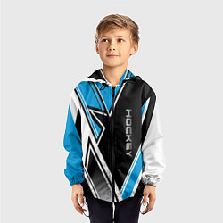 Ветровка с капюшоном детская Hockey black blue white, цвет: 3D-черный — фото 2