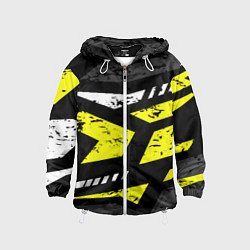 Ветровка с капюшоном детская Black yellow abstract sport style, цвет: 3D-белый