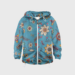 Ветровка с капюшоном детская Цветочный рай узор, цвет: 3D-белый