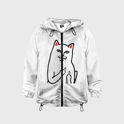 Ветровка с капюшоном детская Meme Cat, цвет: 3D-черный
