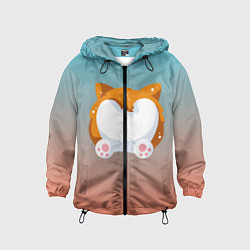Ветровка с капюшоном детская Милый корги, цвет: 3D-черный
