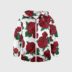 Ветровка с капюшоном детская Винтажные розы, цвет: 3D-белый