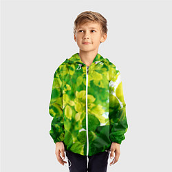 Ветровка с капюшоном детская Листья, цвет: 3D-белый — фото 2