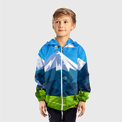 Ветровка с капюшоном детская Горы пейзаж природа вектор, цвет: 3D-белый — фото 2