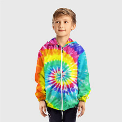 Ветровка с капюшоном детская TIE-DYE СТЕНА, цвет: 3D-белый — фото 2