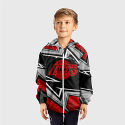 Ветровка с капюшоном детская LA LAKERS RED, цвет: 3D-белый — фото 2