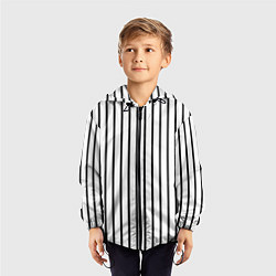 Ветровка с капюшоном детская Чёрные и белые полосы, цвет: 3D-черный — фото 2