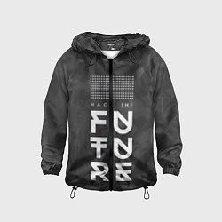 Ветровка с капюшоном детская Надпись Hack the future, цвет: 3D-черный