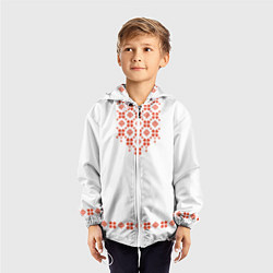 Ветровка с капюшоном детская Белорусская вышиванка, цвет: 3D-белый — фото 2