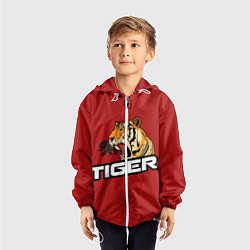 Ветровка с капюшоном детская Тигр, цвет: 3D-белый — фото 2