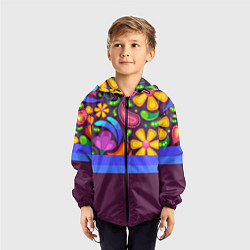 Ветровка с капюшоном детская Мультяшные Цветы, цвет: 3D-черный — фото 2
