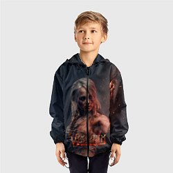 Ветровка с капюшоном детская Valheim девушка воин, цвет: 3D-черный — фото 2