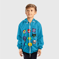 Ветровка с капюшоном детская Geometry Dash Icons, цвет: 3D-белый — фото 2