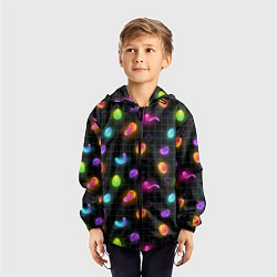 Ветровка с капюшоном детская Ночные фонарики-светлячки, цвет: 3D-черный — фото 2