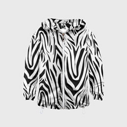 Ветровка с капюшоном детская Черно-белая зебра, цвет: 3D-белый